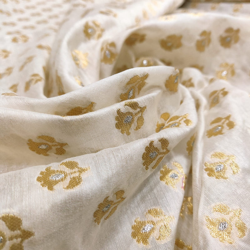 White Colour Banarasi Silk Fabric