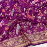 Magenta Color Pure Katan Silk Handwoven Banarasi Saree