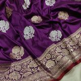 Purple Colour Pure Katan Silk Handwoven Banarasi Saree
