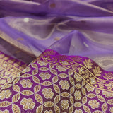 Lavender Colour Pure Tissue Silk Handwoven Banarasi Saree