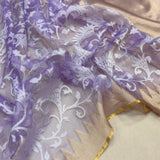Lavender color pure tissue net handwoven banarasi saree