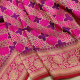 Pink colour Pure Katan silk handwoven banarasi saree