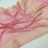 Pink colour Pure Cotton Handwoven Banarasi  Saree