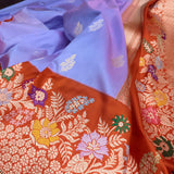 Dual shade pure katan silk Handwoven banarasi saree