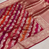 Red colour pure katan silk Handwoven banarasi rangkat saree