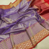 Lavender Colour Pure Tissue Silk Handwoven Banarasi Saree