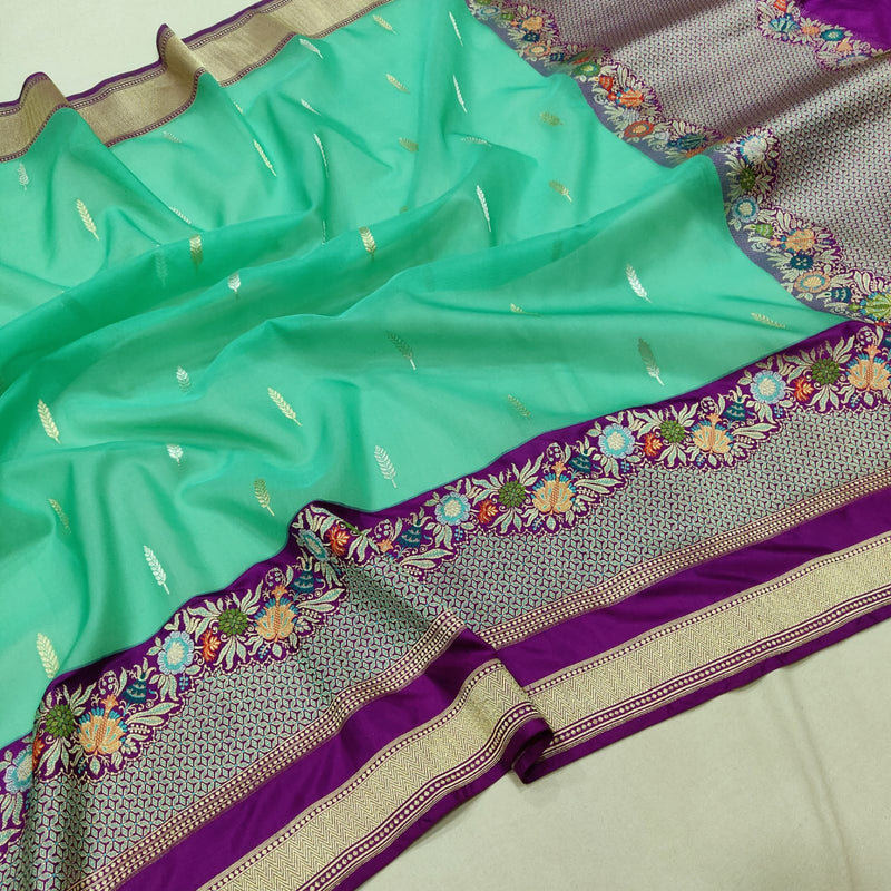 Pure Kora Silk Handwoven Banarasi Saree