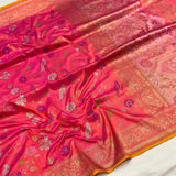 Dual shade pure katan silk Handwoven banarasi saree