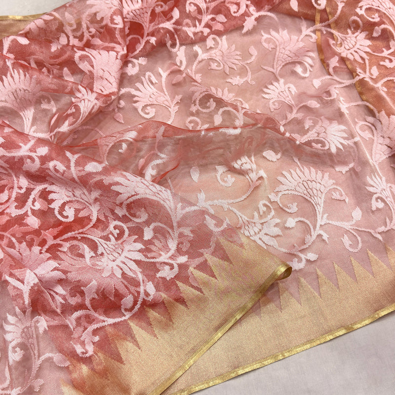 Pure tissue net handwoven Banarasi saree