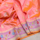 Dual shade pure katan silk Handwoven banarasi saree