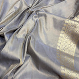 Grey colour pure silk by tissue Handwoven Banarasi saree