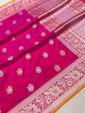 Pink colour pure Katan silk handwoven banarasi saree