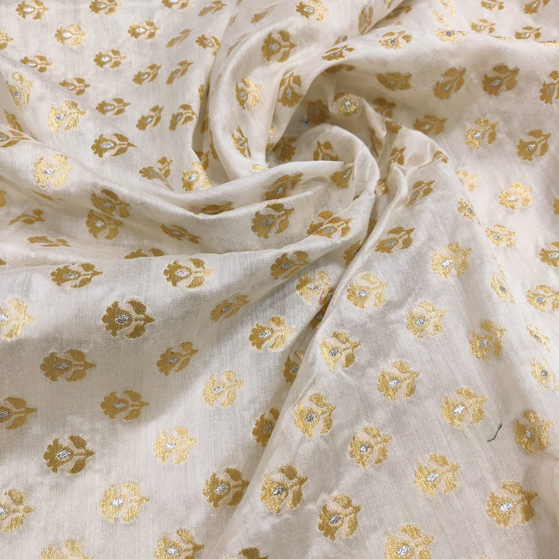 White Colour Banarasi Silk Fabric