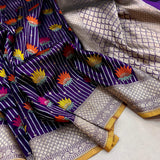 Purple colour pure Katan Silk Handwoven Banarasi Saree