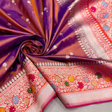 Dual shade pure katan silk Handwoven banarasi saree
