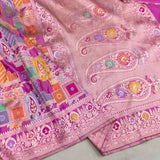 Lavender colour pure katan silk handwoven banarasi rangkat saree