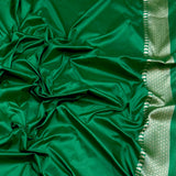 Green colour pure kora handwoven banarasi saree