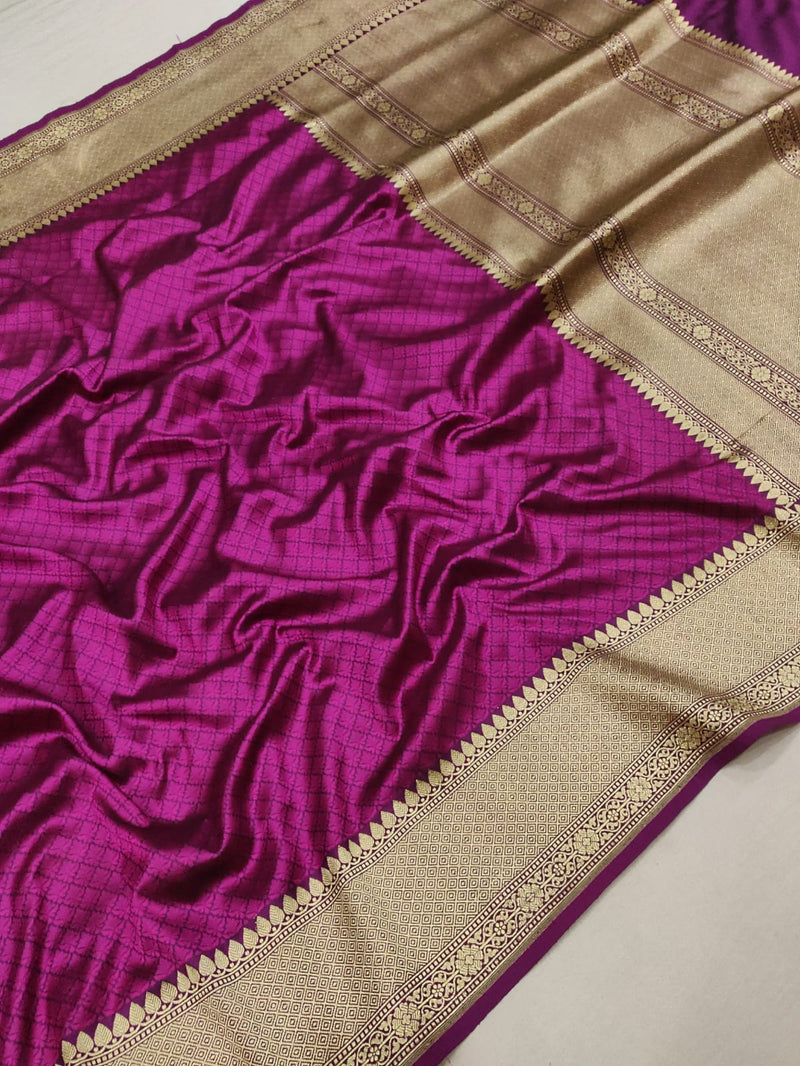 Pure Katan Silk Handwoven Tanchoi Banarasi Saree