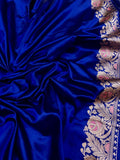 Royal blue colour Pure Katan Silk Handwoven Banarasi Saree