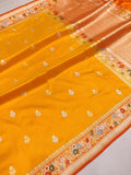 Orange Colour Pure Katan Silk Handwoven Banarasi Saree