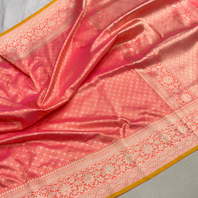 Dual shade pure katan silk Handwoven banarasi Tanchoi saree