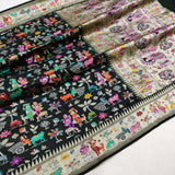 Black Color Pure Katan Silk Handwoven Banarasi Saree