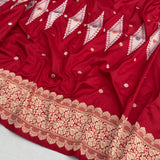 Red colour pure katan silk Handwoven banarasi saree