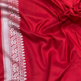 Red colour pure katan silk Handwoven banarasi saree