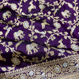 Purple colour pure katan silk Handwoven banarasi saree