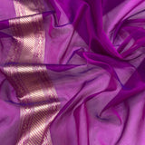 Purple colour pure Kora jamdani handwoven banarasi saree