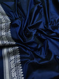 Nevi blue colour pure katan silk Handwoven banarasi saree
