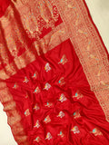 Red colour pure Katan Silk Handwoven Banarasi Saree