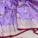 Lavender Color Katan Silk Handwoven Banarasi Saree