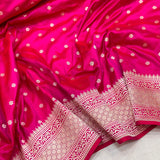 Pink colour pure katan silk handwoven banarasi saree