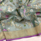 Pure Kora handwoven Banarasi saree