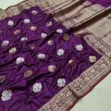 Purple Colour Pure Katan Silk Handwoven Banarasi Saree