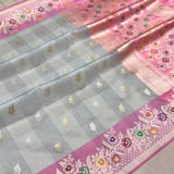 Pure kora Handwoven Banarasi saree