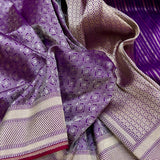 Purple colour pure katan silk Handwoven banarasi saree