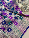 Multicolor Pure Katan Silk Handwoven Banarasi Saree
