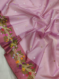 Lavender Colour Pure Kora Silk Handwoven Banarasi Saree
