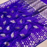 Royal blue dual shade pure katan silk Handwoven banarasi saree