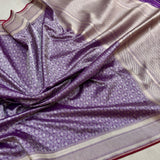 Purple colour pure katan silk Handwoven banarasi saree