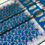 Dual shade pure katan silk Handwoven banarasi saree