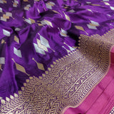 Purple colour Pure Katan Silk Handwoven Banarasi Saree