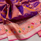 Dual shade pure katan silk Handwoven banarasi saree