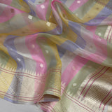 Multicolour pure kora Handwoven banarasi saree