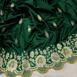 Dark green colour pure katan silk handwoven Banarasi saree