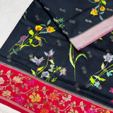 Black colour Pure Katan Silk Handwoven Banarasi Saree