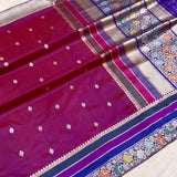 Dual shade pure katan silk Handwoven banarasi saree