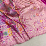 Lavender colour pure katan silk handwoven banarasi rangkat saree